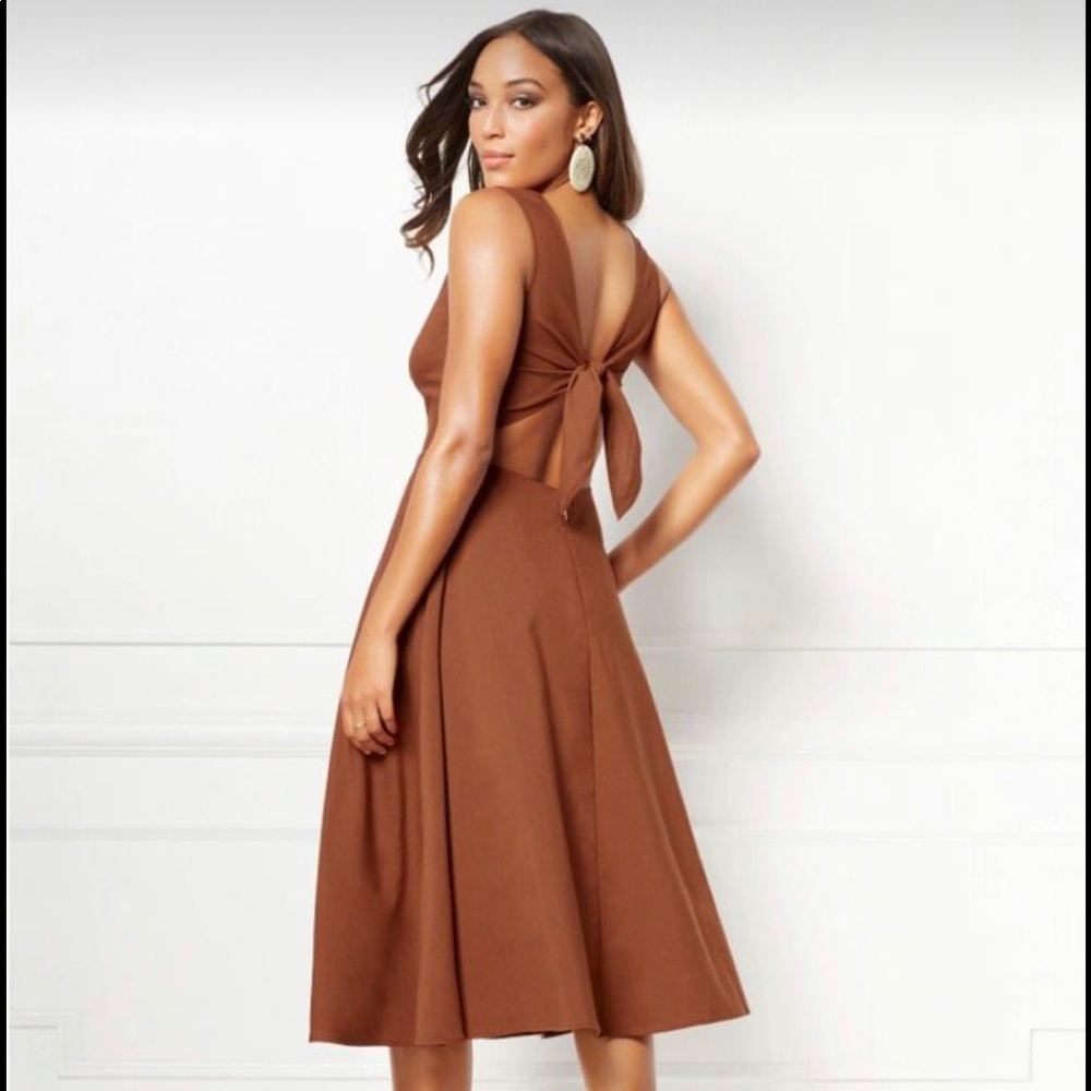 Eva Mendes Rust/Brown Mini Cut-Out Dress